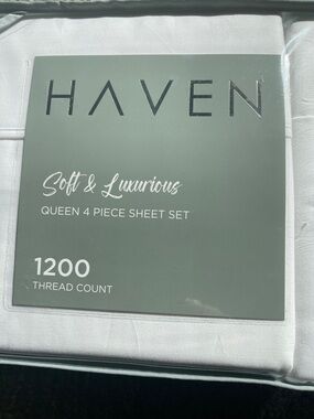 Haven 1200 Thread Count Queen Sheet Set in White